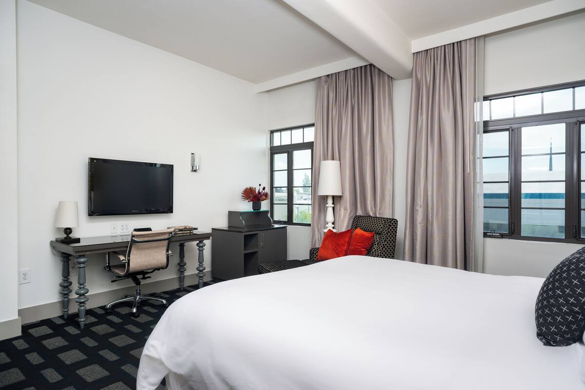 Hypo-allergenic bedding, down duvets, memory-foam beds, in-room safe
