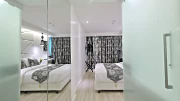 Frigobar, cofres nos quartos, individualmente decorados