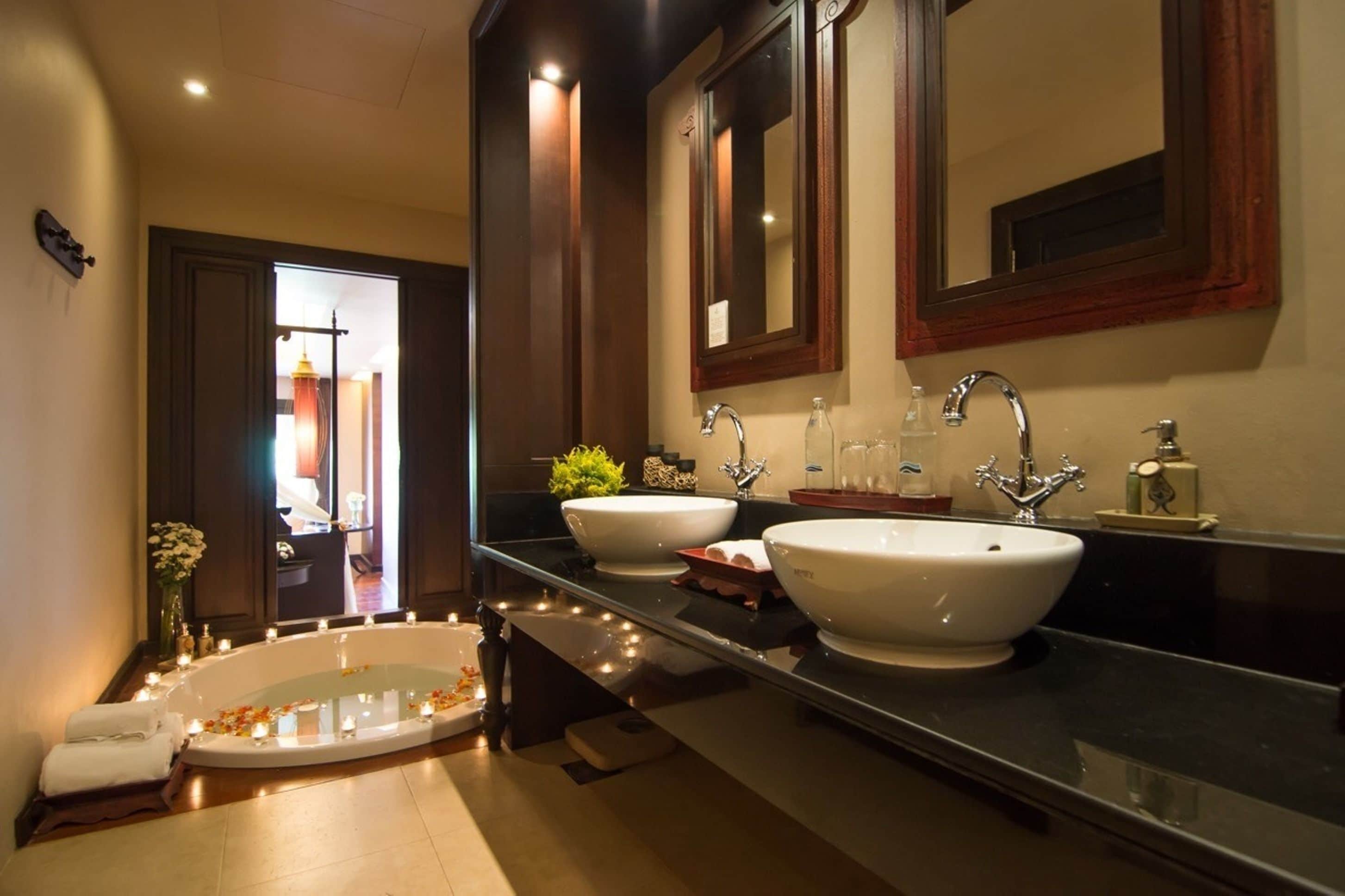 grand deluxe lanna | bathroom | designer toiletries, hair dryer, bathrobes, slippers