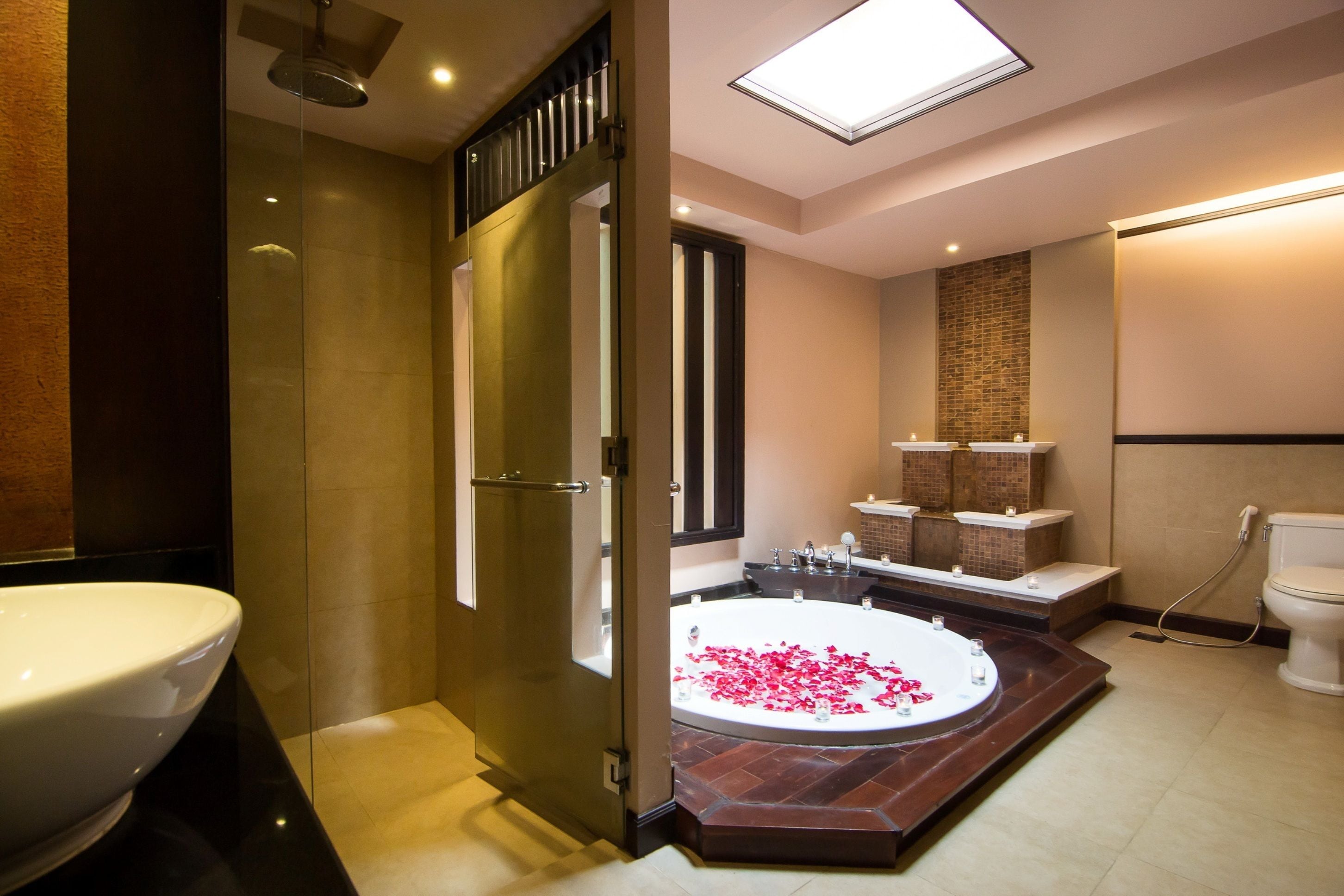 royal villa | bathroom | designer toiletries, hair dryer, bathrobes, slippers