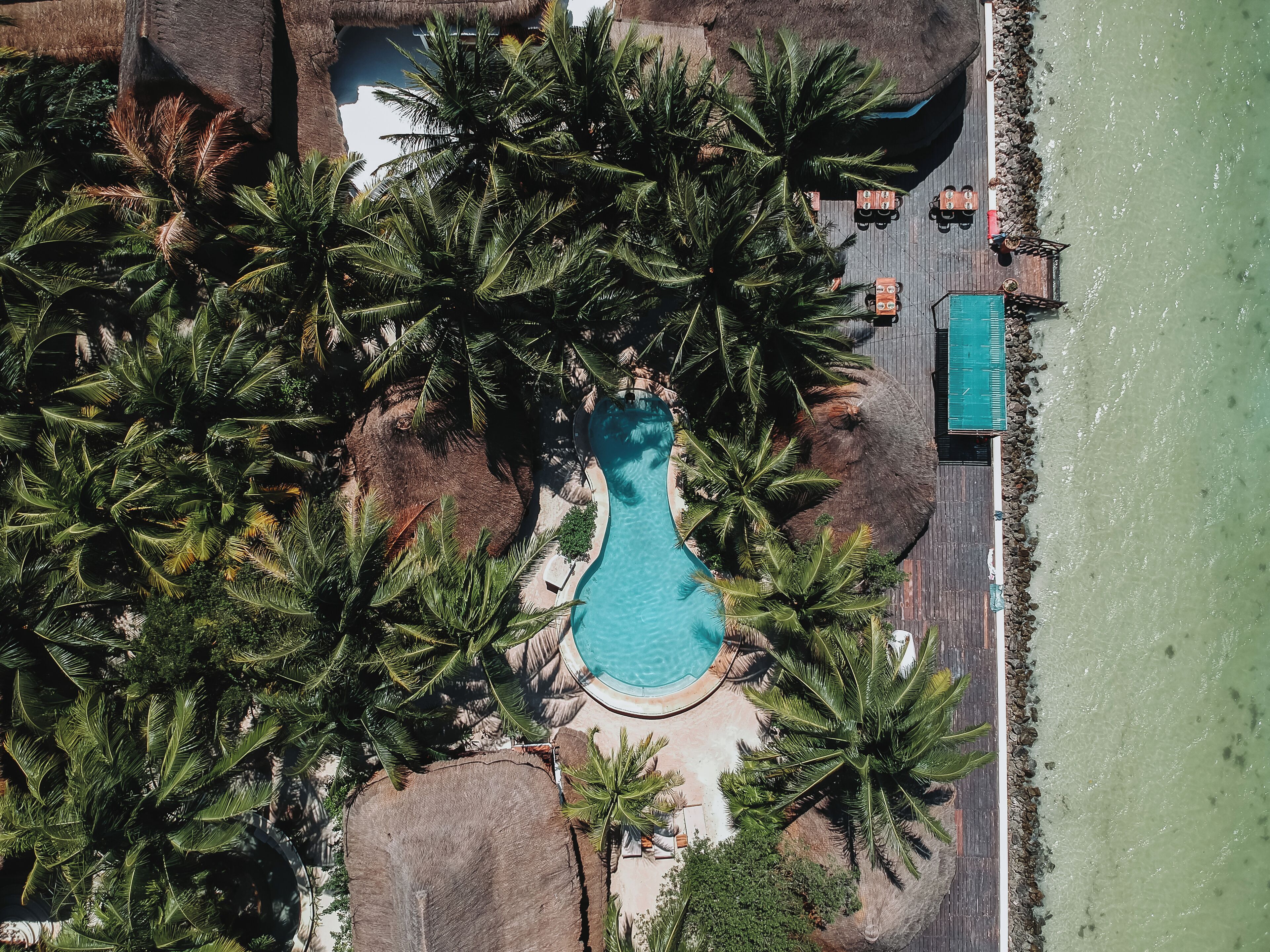 3 albercas al aire libre, sombrillas en la alberca y camastros 