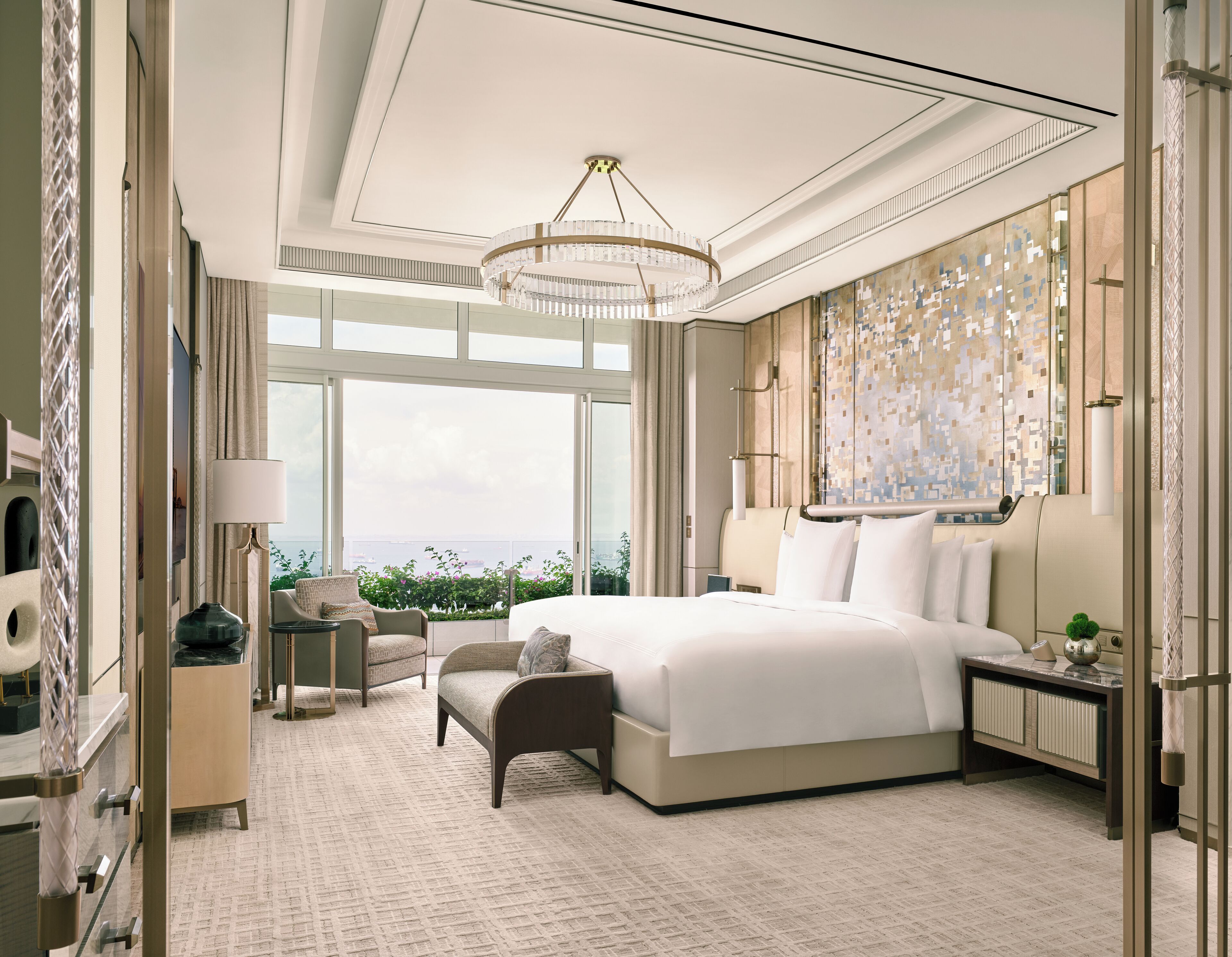 The Chairman Suite (3-Bedroom) | Egyptian cotton sheets, premium bedding, free minibar items. Marina Bay Sands