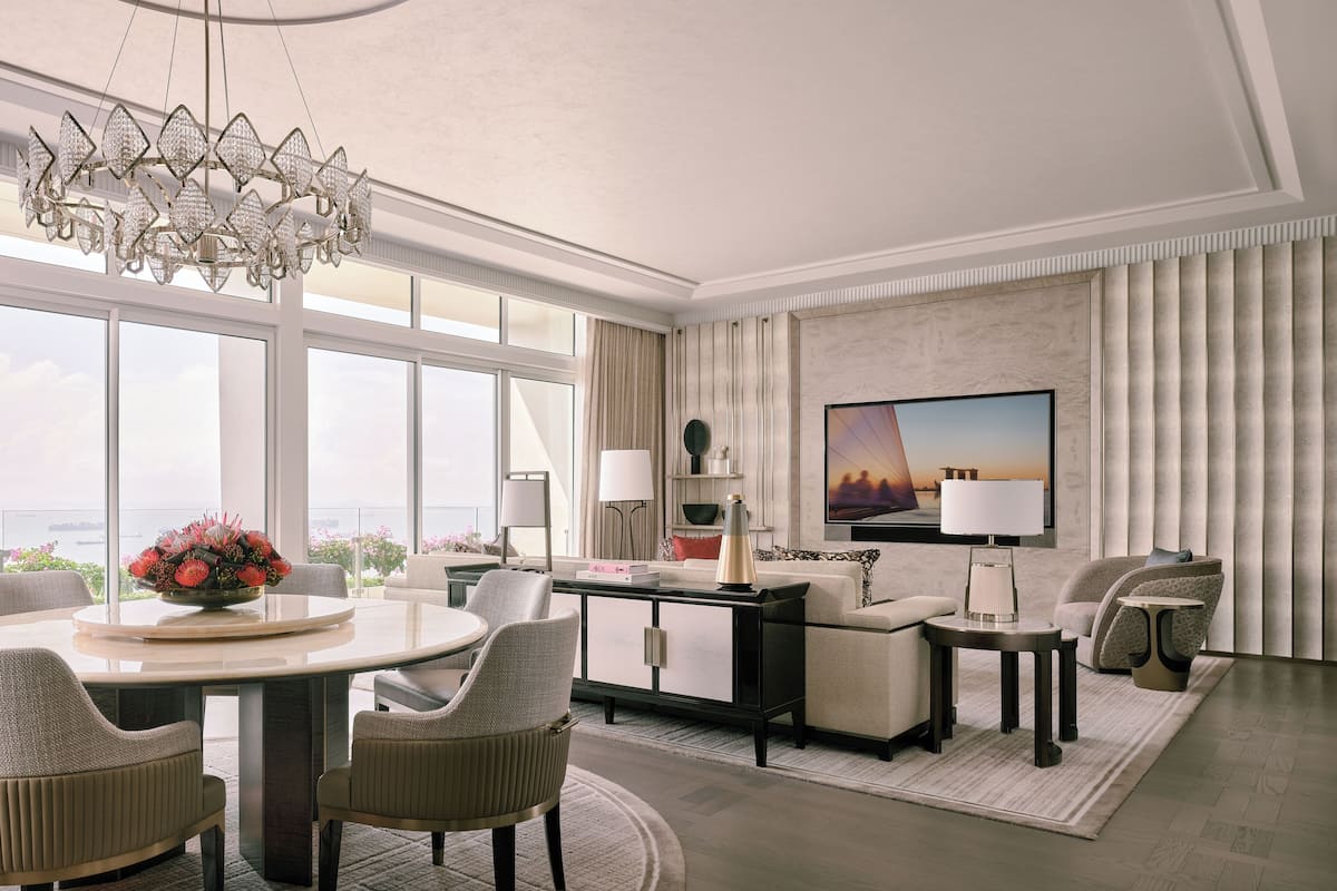 The Marina Suite - Sea View | Living area | 75-inch TV with digital channels