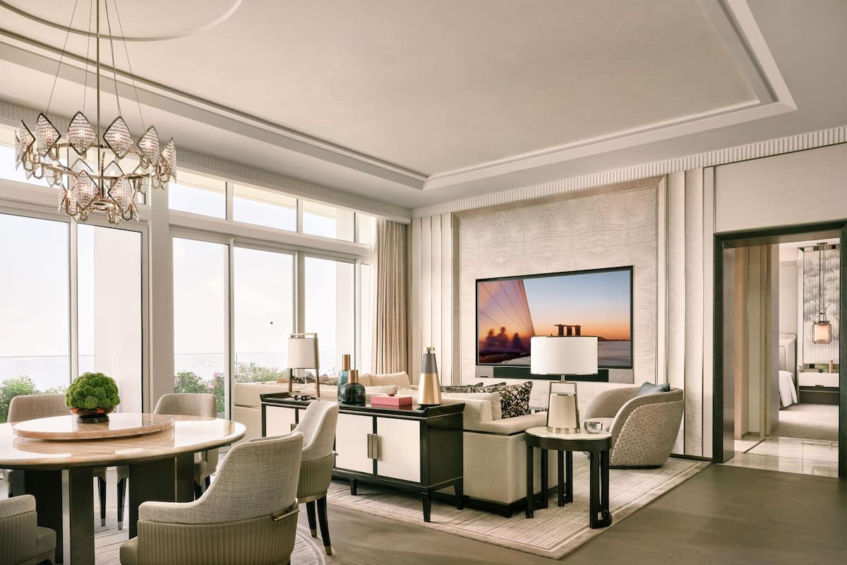 The Harbour Suite - Sea View | Living area | 75-inch TV with digital channels