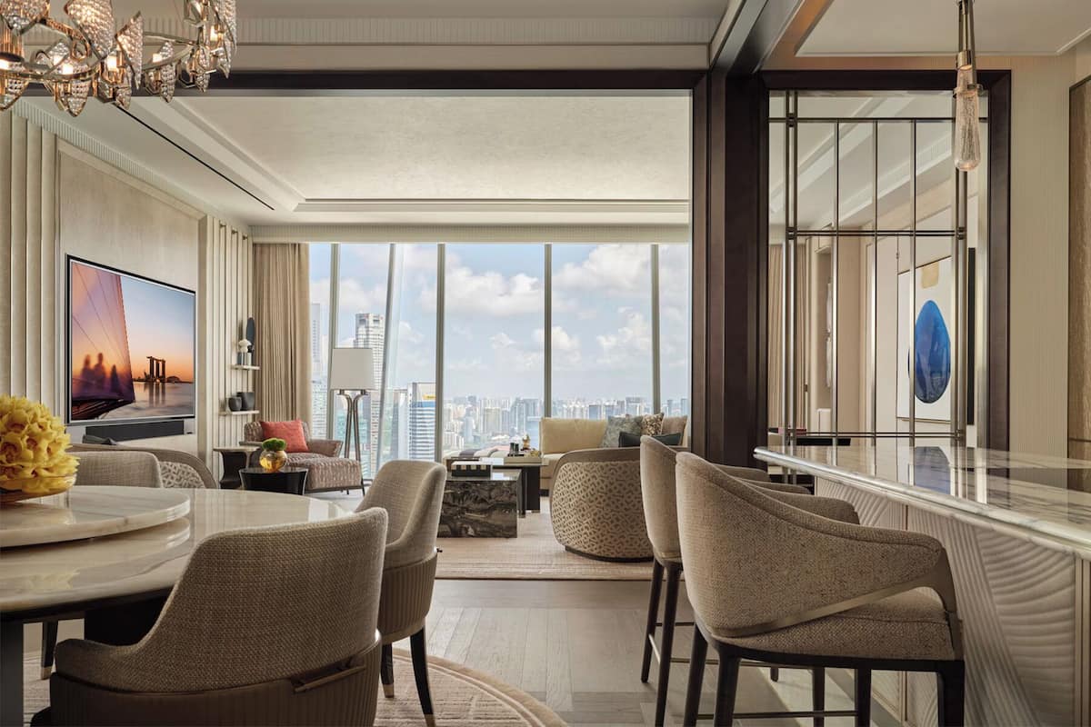 The Presidential Suite - Dual View | Living area | 75-inch TV with digital channels