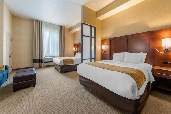 Suite, 2 Queen Bed with Sofa Bed, Accessible Roll-In Shower, Non Smoking | 1 bedroom, pillowtop beds, individually decorated, desk