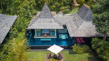 Vijitt Pool Villa | In-room safe, desk, blackout curtains, iron/ironing board