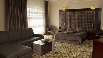 In-room safe, desk, laptop workspace, blackout curtains