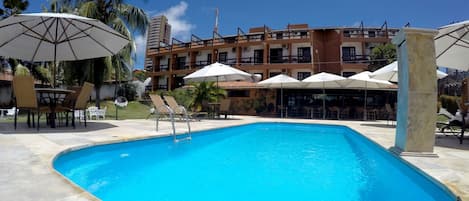 Outdoor pool, open 7 AM to 10 PM, sun loungers