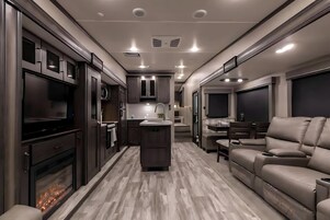 Glamping RV | Living area | 42-inch Smart TV with digital channels, Netflix, Hulu