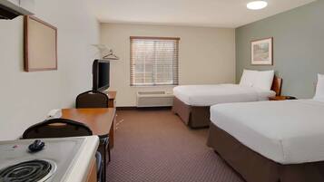 Desk, free WiFi, bed sheets, alarm clocks