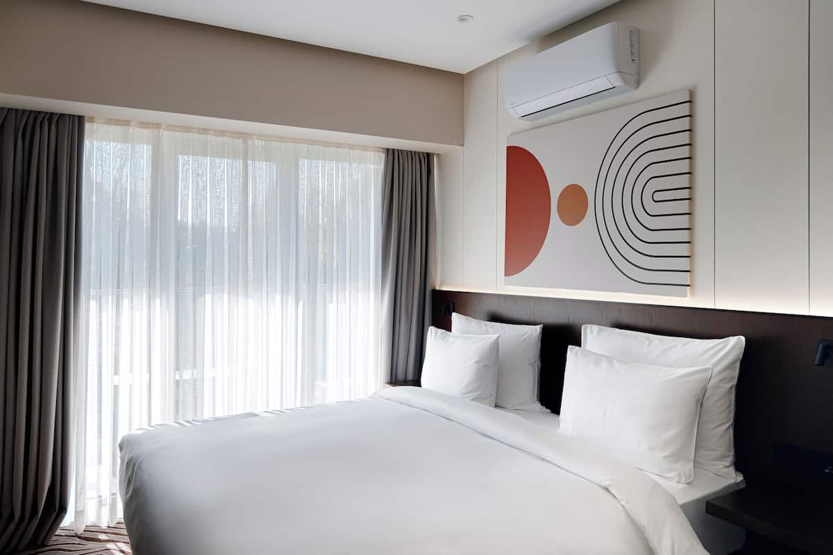 Minibar, escritorio, espacio para trabajar con laptop y wifi gratis