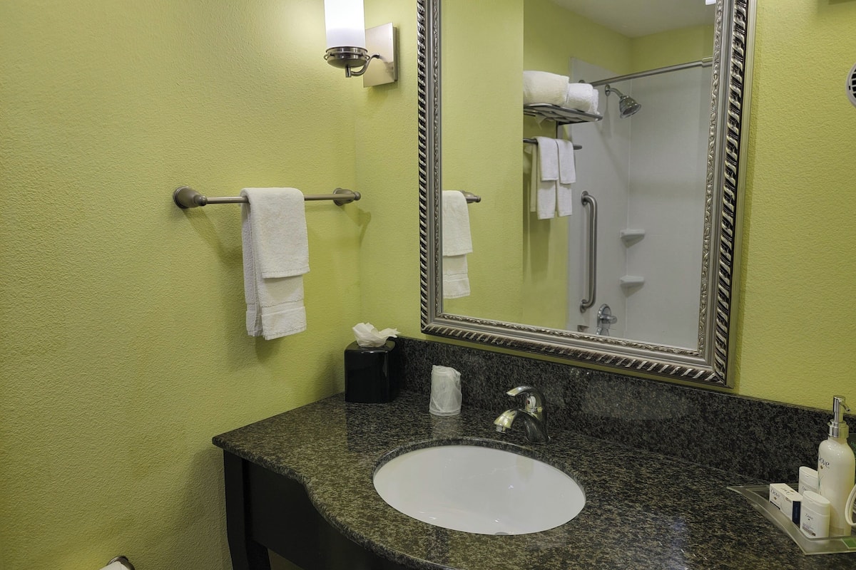 1 bedroom, desk, laptop workspace, iron/ironing board