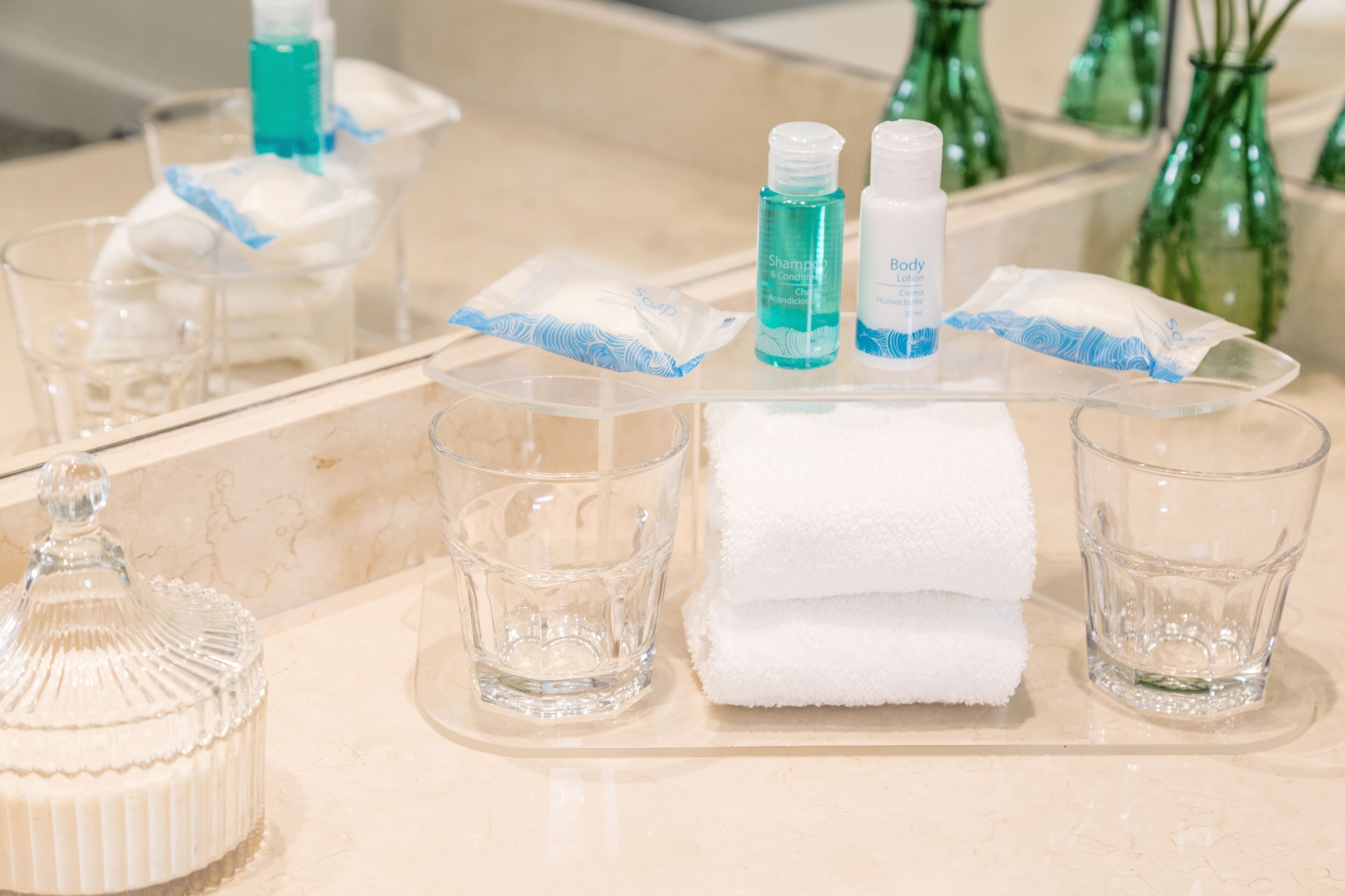 combined shower/bathtub, free toiletries, hair dryer, bidet