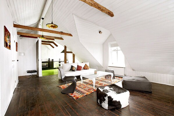 Deluxe Apartment, 1 Bedroom | Living area | 37-inch plasma TV with satellite channels, TV