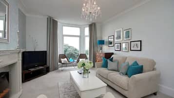 Superior Suite, 2 Bedrooms, 2 Bathrooms, Sea View | Living room | 33-inch flat-screen TV with satellite channels, TV