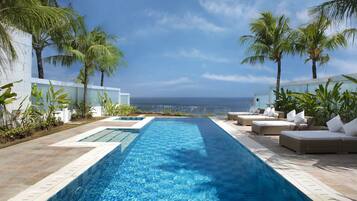 Outdoor pool, pool umbrellas