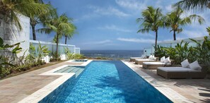 Outdoor pool, pool umbrellas