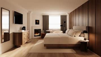 Camera Deluxe, 1 letto king | Biancheria da letto di alta qualità, copriletto in piuma