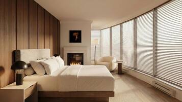 Deluxe Room, 1 King Bed, Corner | Hypo-allergenic bedding, down comforters, pillowtop beds, minibar