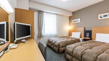 Desk, laptop workspace, blackout curtains, soundproofing