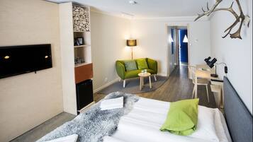 Chalet, 1 habitación (Kiruna) | Mobiliario individual, escritorio, wifi gratis y ropa de cama