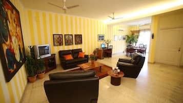 24-inch flat-screen TV with cable channels, TV