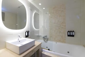 Two Bedrooms Villa with Private Pool and Sea View | Bathroom | Hair dryer, bathrobes, slippers, towels - The Noverian Scenic Crete 5 Star Hilltop Villa Resort & Spa (Hersonissos)