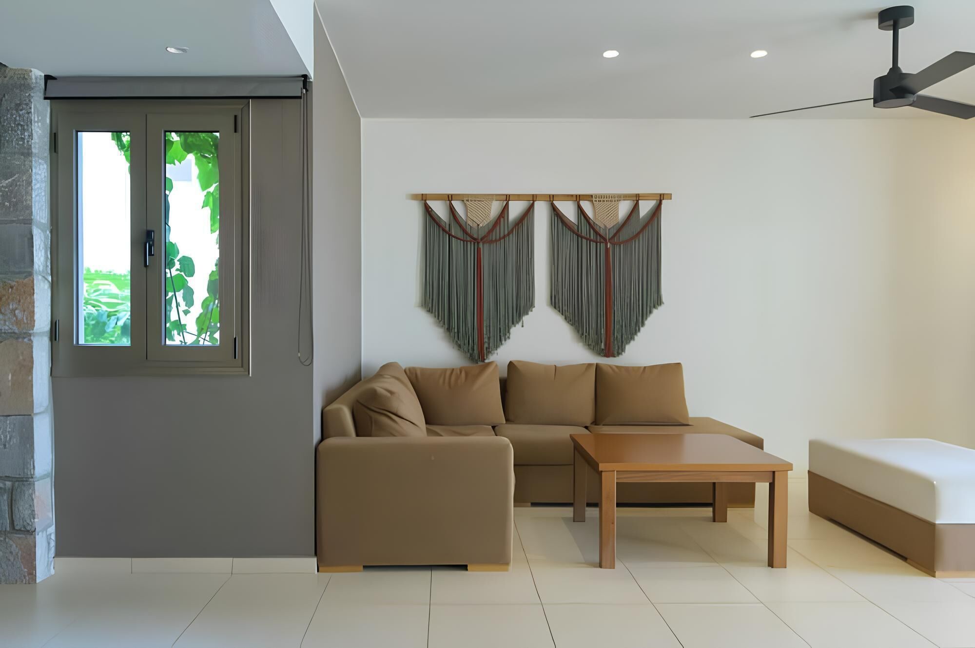 two bedrooms villa with private pool and sea view | living area | 55-inch smart tv with satellite channels