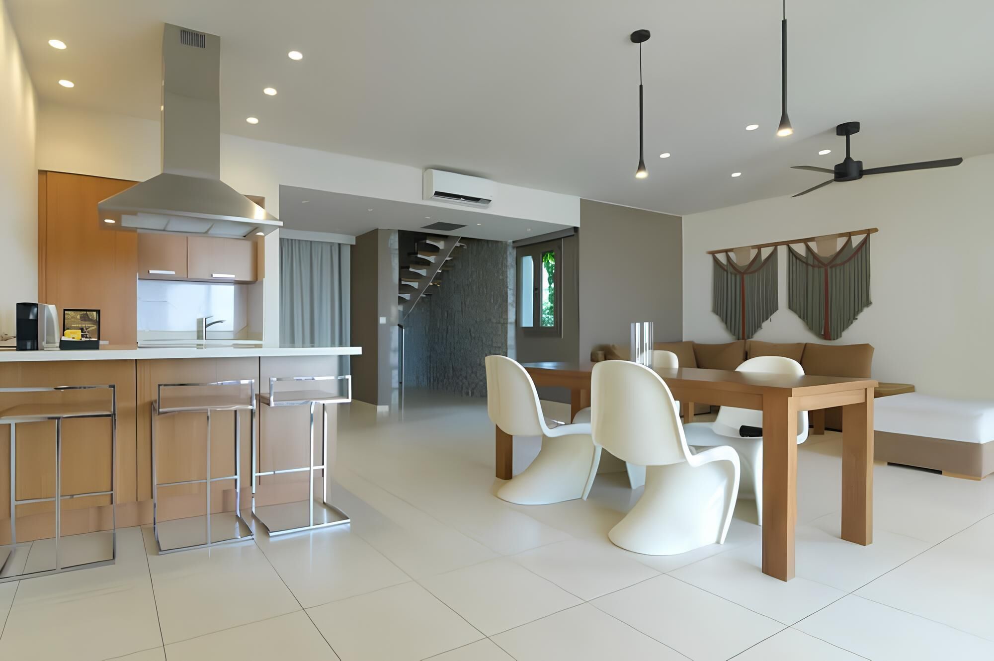 two bedrooms villa with private pool and sea view | living area | 55-inch smart tv with satellite channels