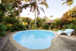 Outdoor pool, pool loungers