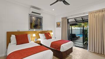 3 bedrooms, premium bedding, soundproofing, iron/ironing board