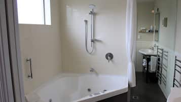 Hair dryer, bathrobes, slippers, heated floors
