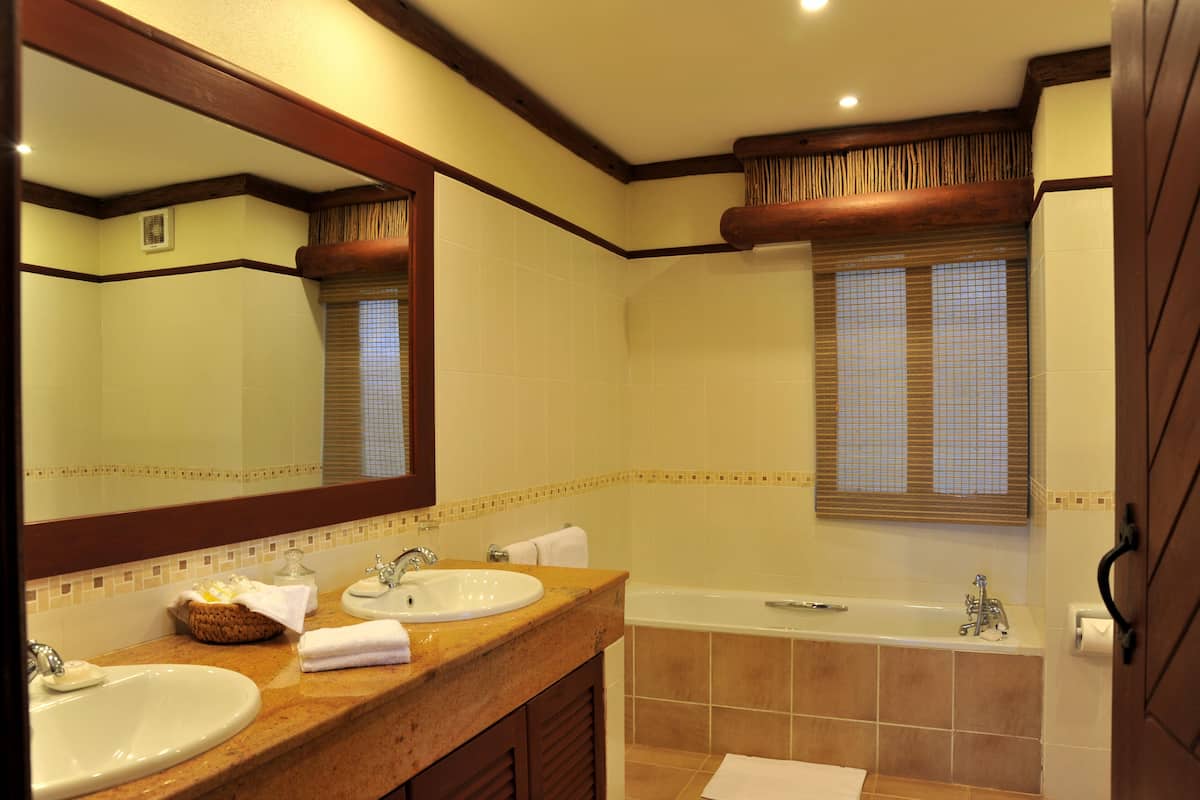 eco-friendly toiletries, hair dryer, bathrobes, bidet