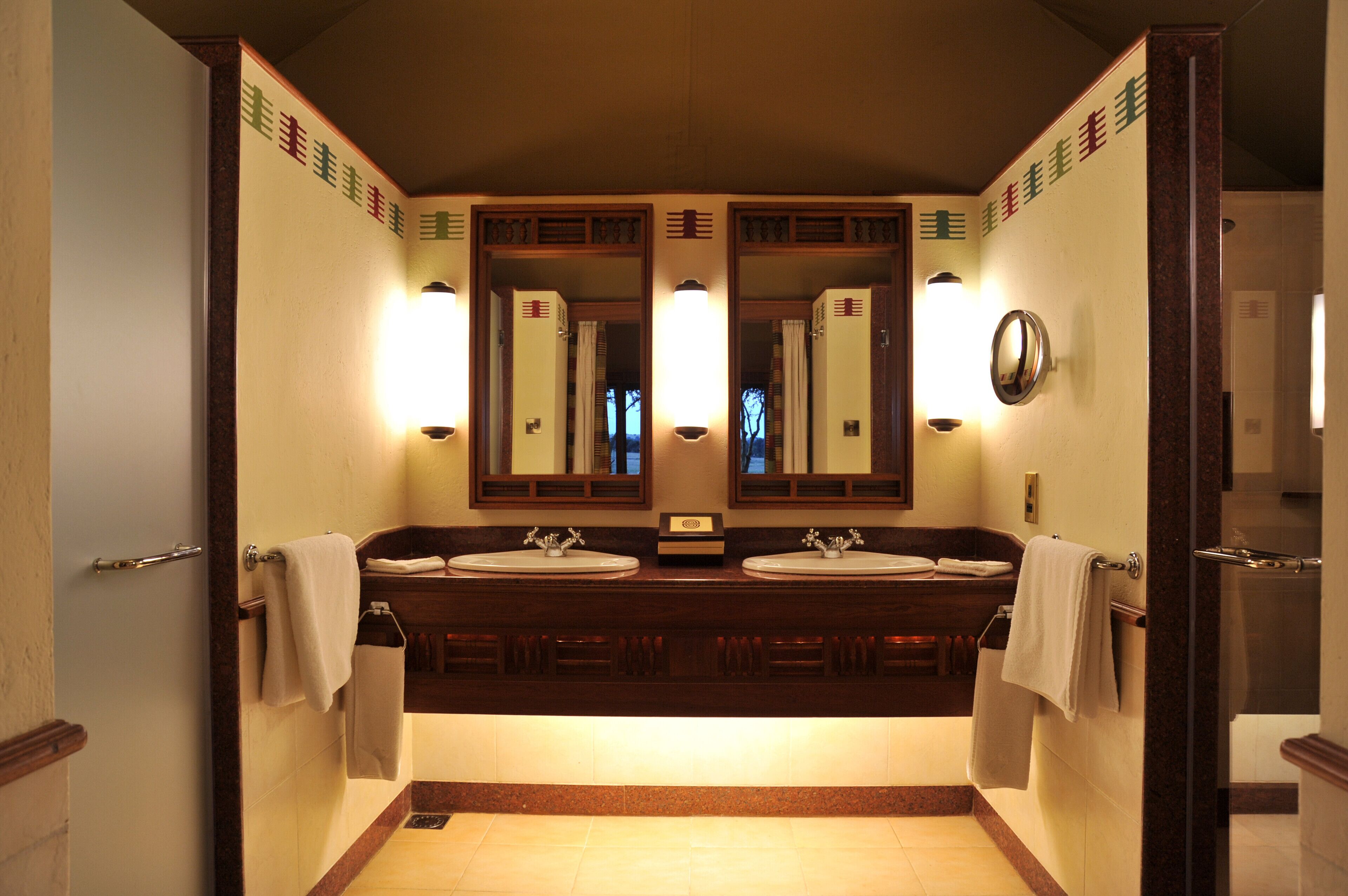 deluxe tent | bathroom | shower, designer toiletries, hair dryer, bathrobes