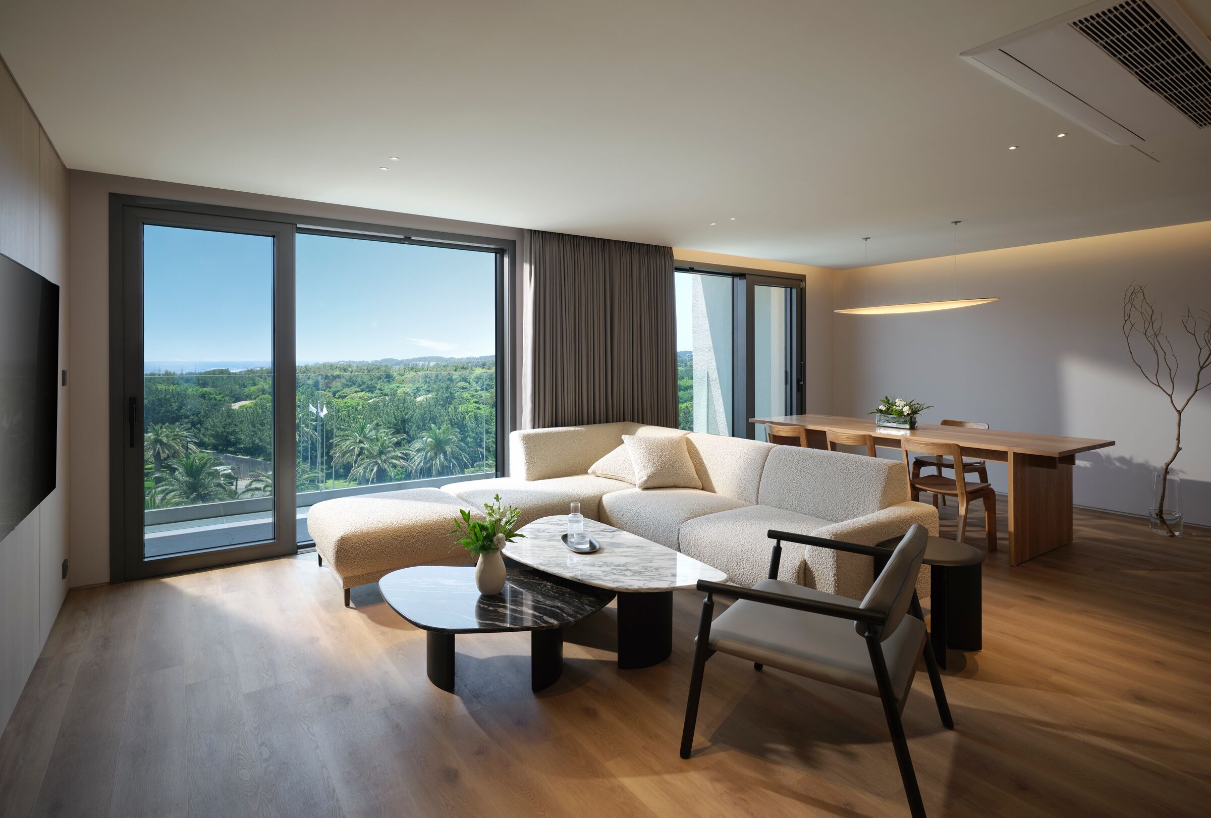 [resort] master suite village | living area | 42-inch led tv with satellite channels, tv, ping pong