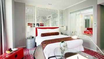 Down duvets, Select Comfort beds, in-room safe, blackout curtains