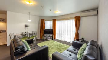 Two Bedroom Spa Apartment | Egyptian cotton sheets, premium bedding, desk, blackout curtains