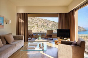 Villa, 1 Bedroom, Ocean View | Living area | 42-inch LCD TV with satellite channels, TV, iPod dock - Daios Cove (Agios Nikolaos)