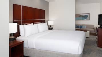 Premium bedding, desk, blackout drapes, iron/ironing board