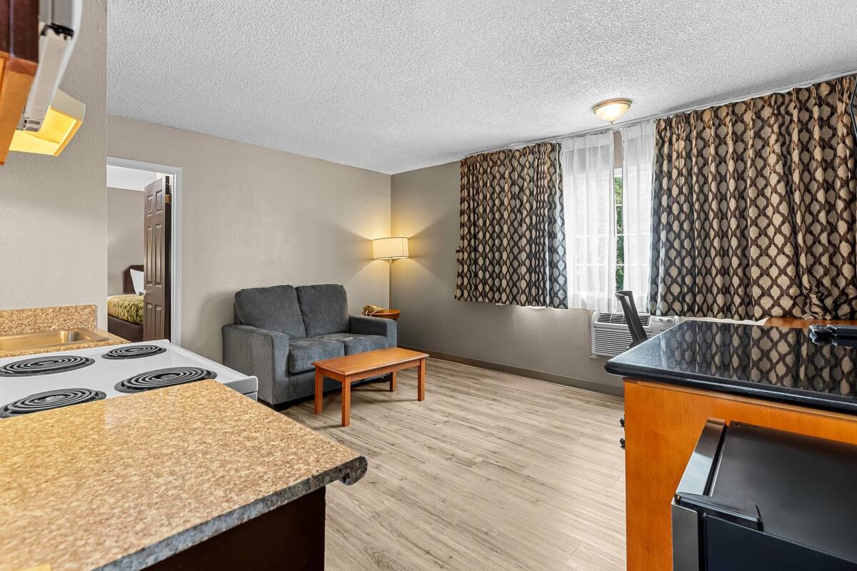 Suite, 1 King Bed with Sofa bed, Non Smoking (Efficiency) | Desk, blackout drapes, iron/ironing board, WiFi (free)