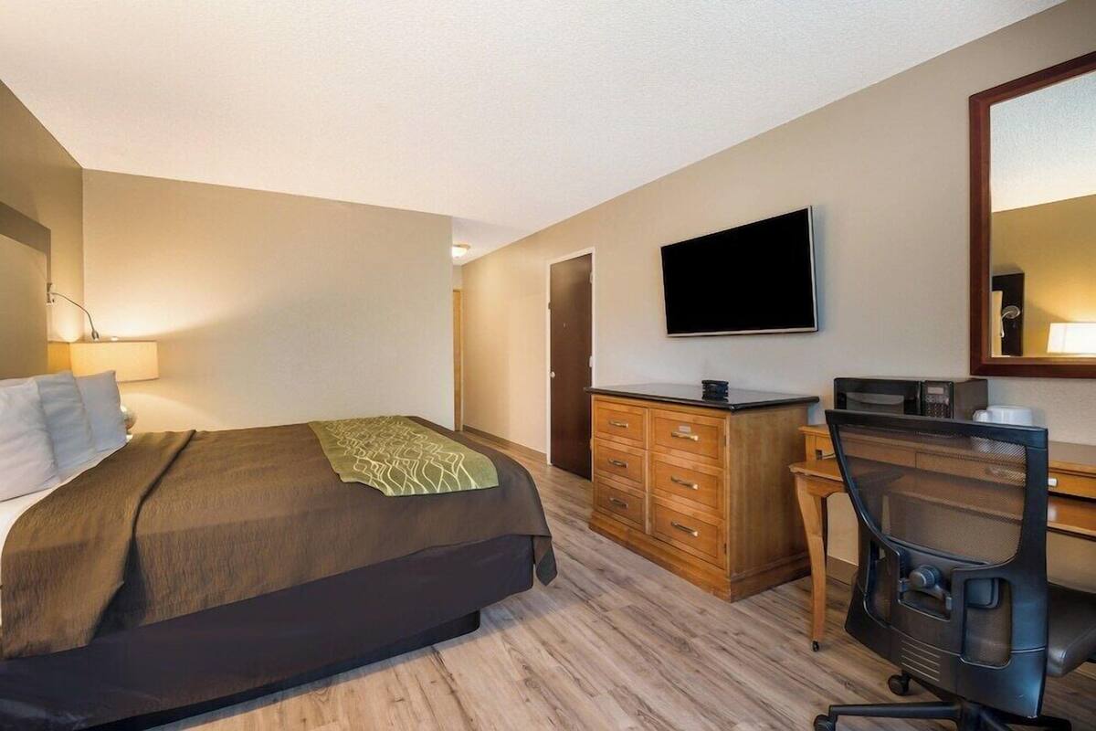 Desk, blackout drapes, iron/ironing board, WiFi (free)