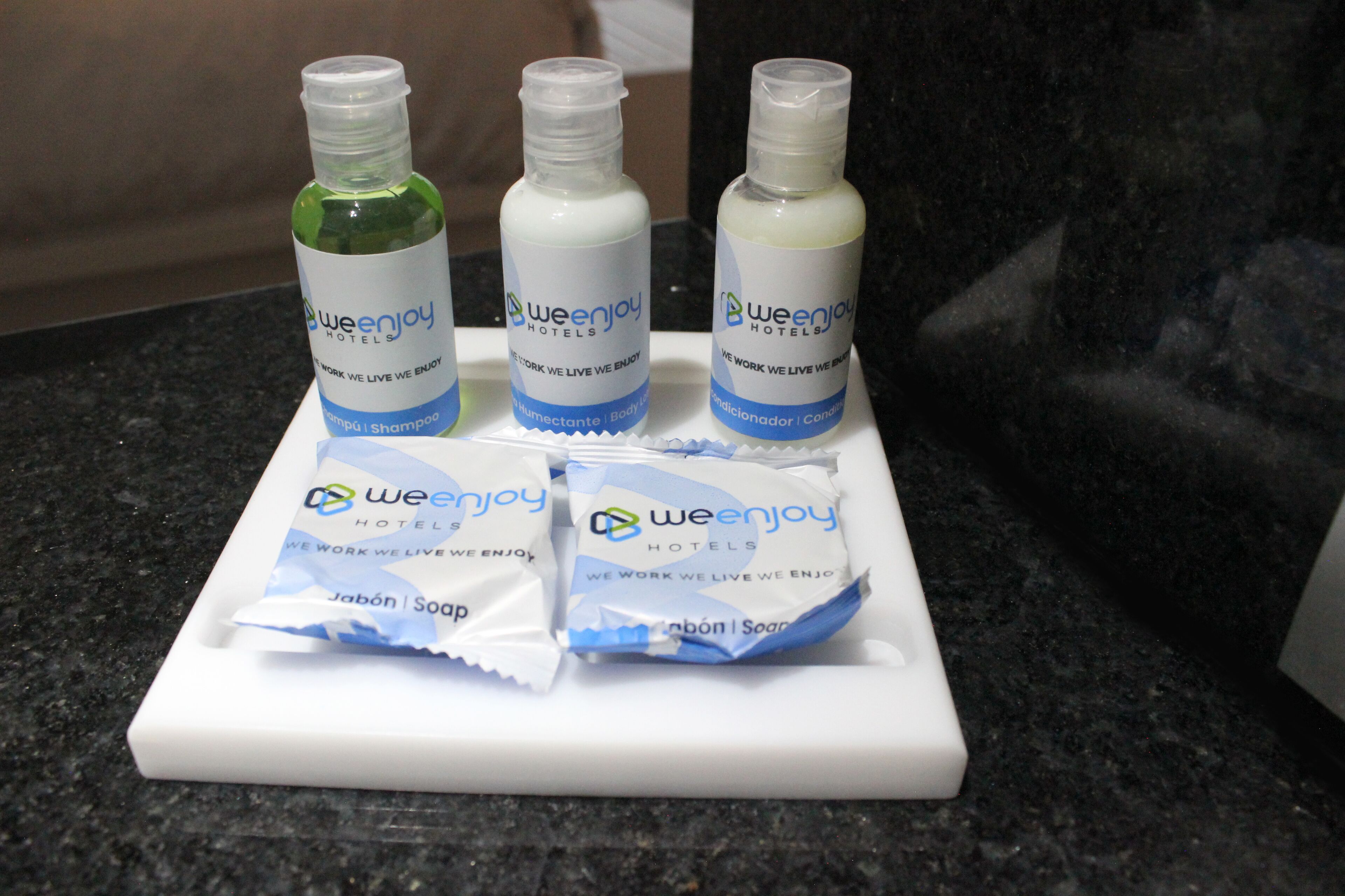 free toiletries, hair dryer, towels, soap