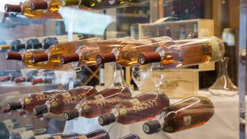 A display of wine bottles in a store.
