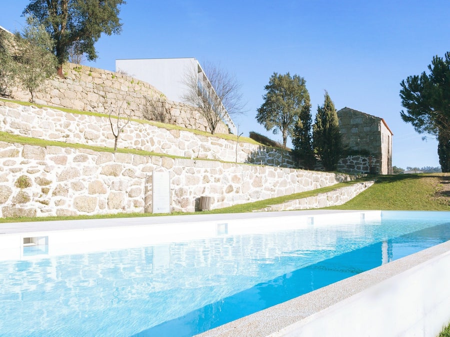 Seasonal outdoor pool, pool umbrellas, pool loungers