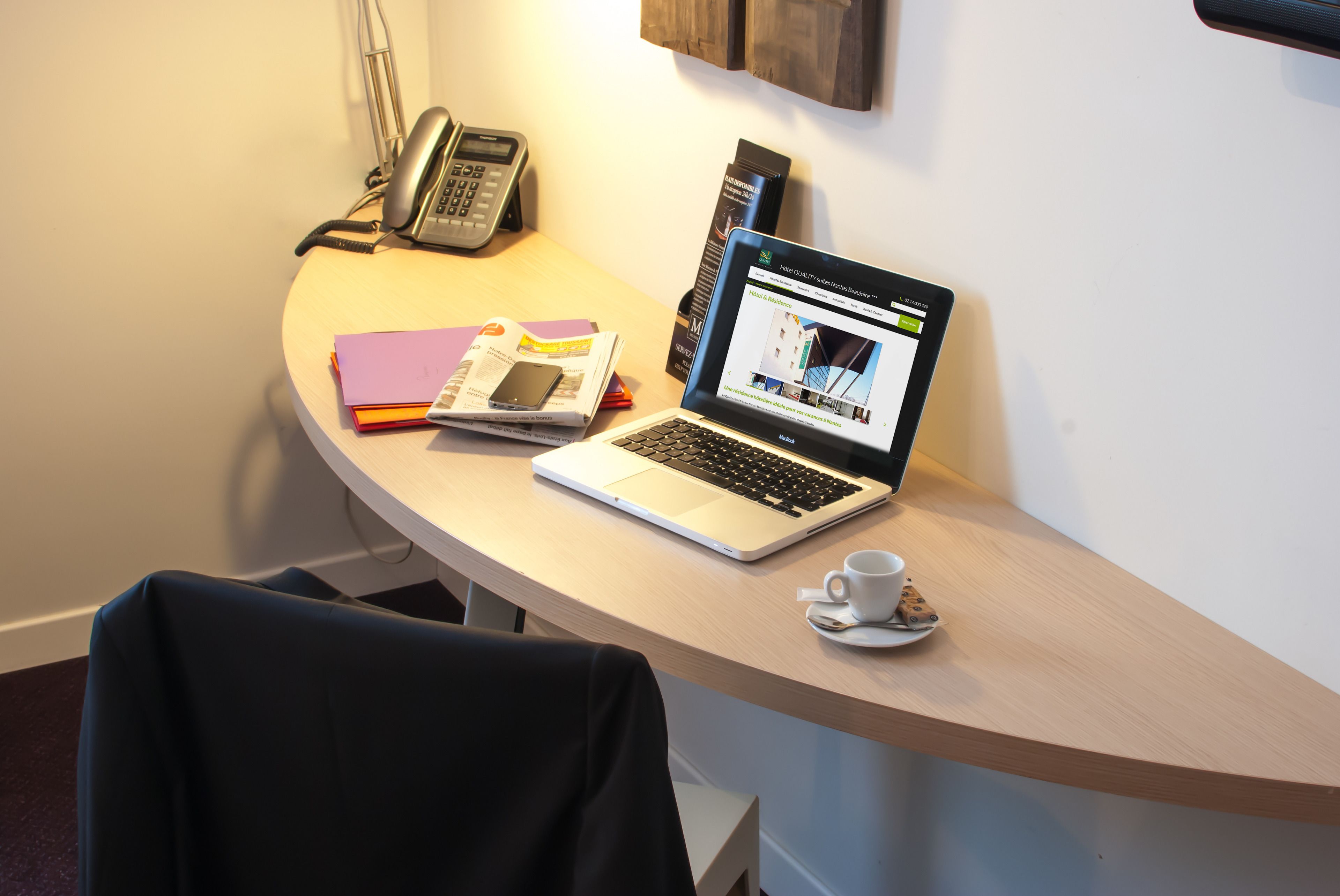 premium bedding, memory-foam beds, desk, blackout curtains