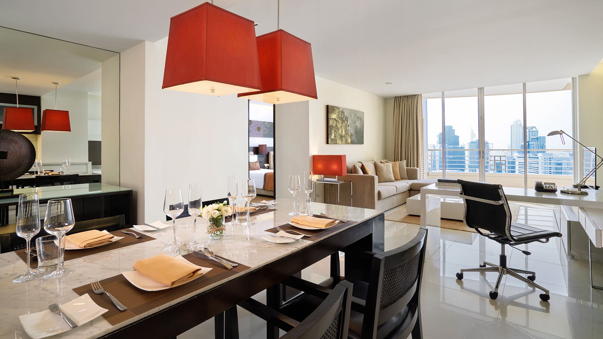 skyline two bedroom suite | living area | 37-inch led tv with satellite channels, tv