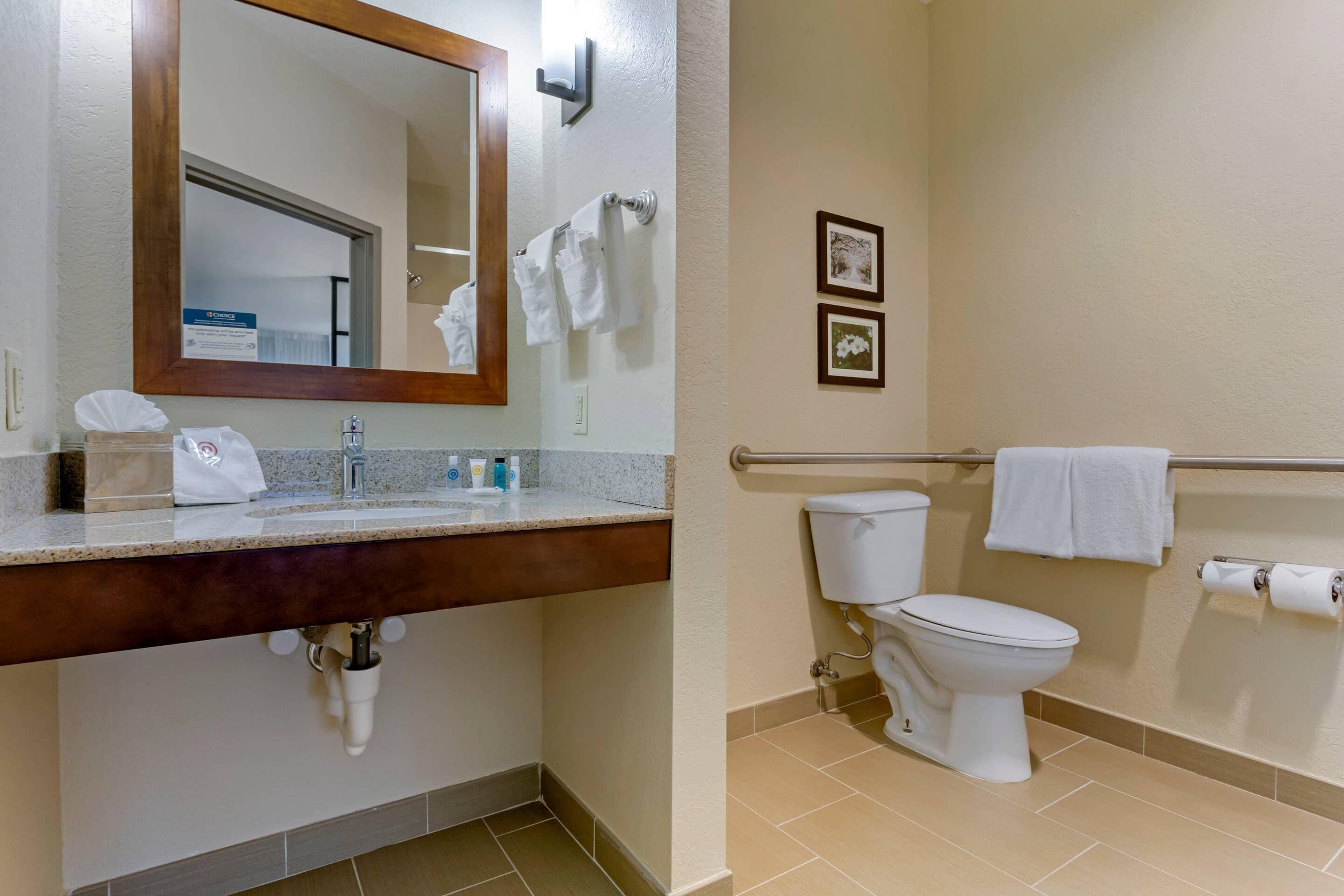 premium bedding, desk, laptop workspace, blackout curtains