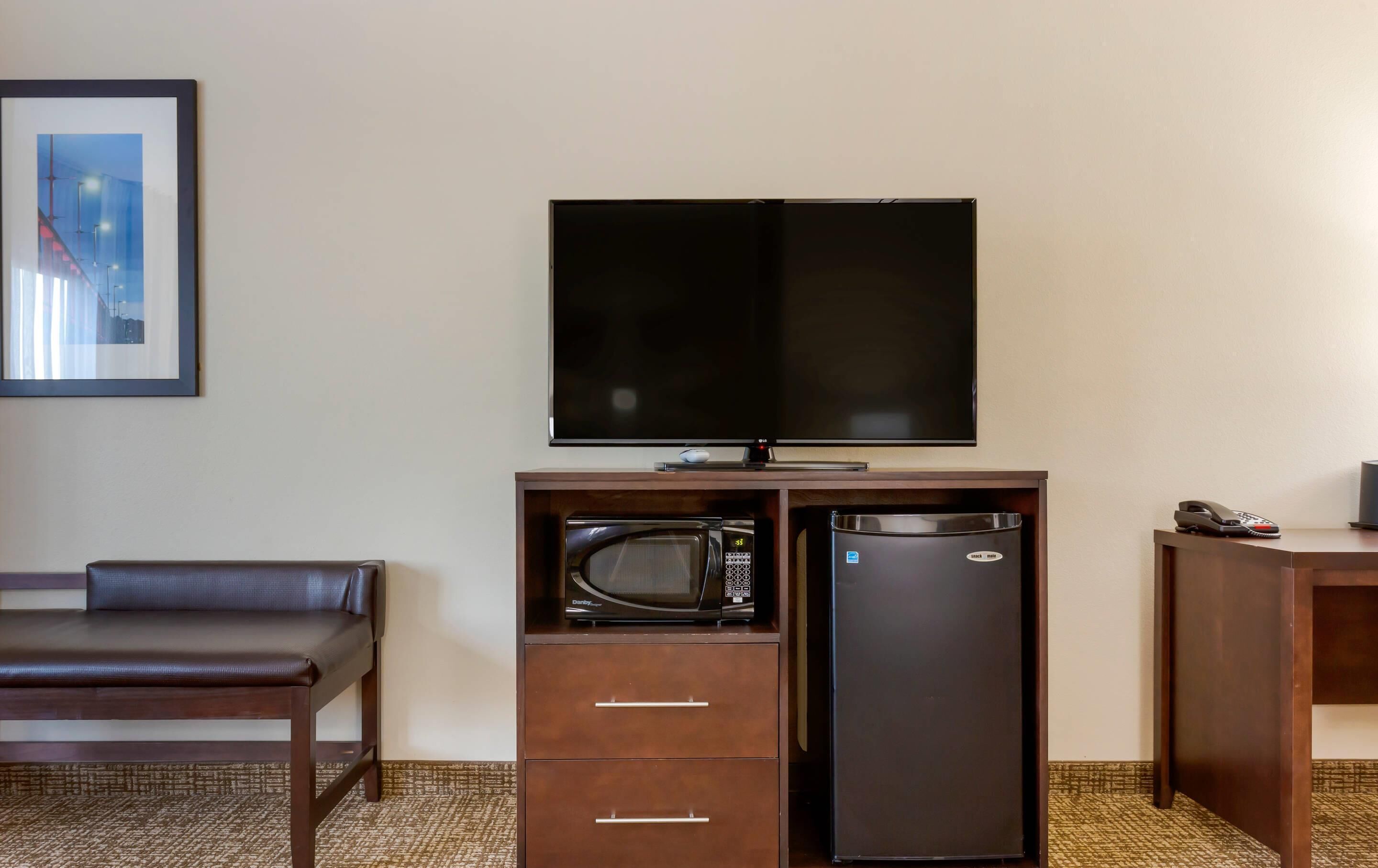 premium bedding, desk, laptop workspace, blackout curtains