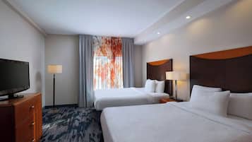 Room, 2 Queen Beds | In-room safe, desk, laptop workspace, blackout drapes